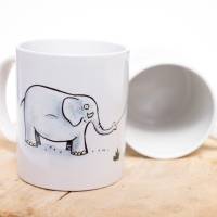 Frühstückstasse-Tasse mit Elefant und Spruch, Elefanten-Kaffeetasse Bild 3
