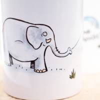 Frühstückstasse-Tasse mit Elefant und Spruch, Elefanten-Kaffeetasse Bild 4