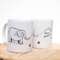 Frühstückstasse-Tasse mit Elefant und Spruch, Elefanten-Kaffeetasse Bild 7