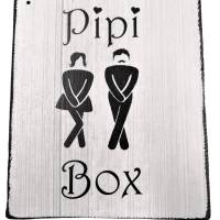 Türschild Pipi Box Wanddeko HolzSchild WC Toilette Bild 1