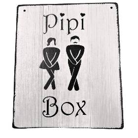 Türschild Pipi Box Wanddeko HolzSchild WC Toilette