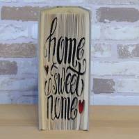 gefaltetes Buch - Home Sweet Home mit Herzchen // Buchkunst // Dekoration // Einzug // neues Zuhause // Geschenk Bild 2