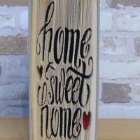 gefaltetes Buch - Home Sweet Home mit Herzchen // Buchkunst // Dekoration // Einzug // neues Zuhause // Geschenk Bild 3