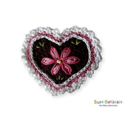 gehäkelte Herz Applikation, Häkelapplikation, Aufnäher, Oktoberfest, gehäkeltes Herz