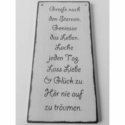 Holz-Schild Greife nach den Sternen Wanddeko Tür-Schild