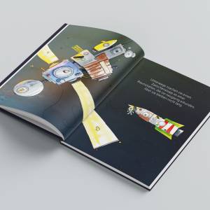 Kinderbuch mit Rakete, "Tomkes Weltraum-Abenteuer", ein Bilderbuch mit Wunderschönen Illustrationen und Malseite Bild 3