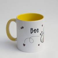 Kaffeetasse Keramiktasse Biene Bee Happy Motivation Gelb Bild 3