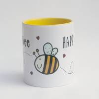 Kaffeetasse Keramiktasse Biene Bee Happy Motivation Gelb Bild 6