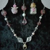 Pinker Mini Lebensbaum Anhänger im Glas - Mini Hals Ketten Anhänger- aus Kupferdraht und Mini Rocailles Perlen Bild 5