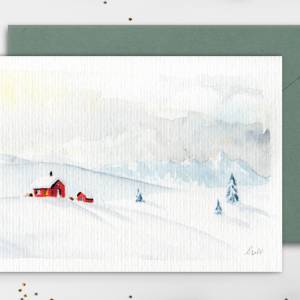 Grußkarte "Schneelandschaft", niedliche Faltkarte, Original Illustration Bild 1