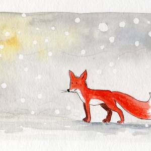 Grußkarte "Fuchs im Schnee", niedliche Faltkarte für Kinder, Original Illustration Bild 2