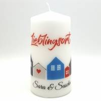 Kerze mit Namen "Lieblingsort" Häuser/ Einzug Richtfest Hausbau Bild 1