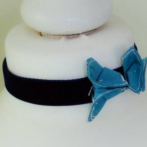 Handgemachtes Kropfband Schmetterling blau Halsband Bild 6