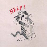 Stoffbeutel Einkaufsbeutel bestickte Baumwolltasche Tragetasche statt Plastik mit witzigen Comic-Figuren Katze Help Bild 2