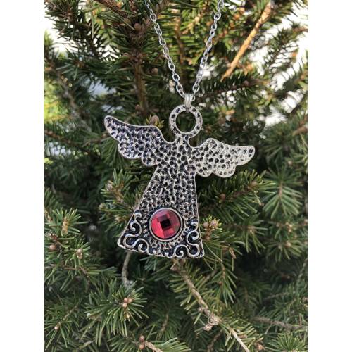 Kette Schutzengel, Engel, Glasstein rot, Mythologie, Schutz