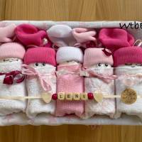 personalisierte Windeltorte für Mädchen, Windelbabys in der Box, rosa, Babygeschenk Bild 2