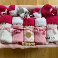 personalisierte Windeltorte für Mädchen, Windelbabys in der Box, rosa, Babygeschenk Bild 3