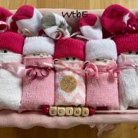personalisierte Windeltorte für Mädchen, Windelbabys in der Box, rosa, Babygeschenk Bild 9