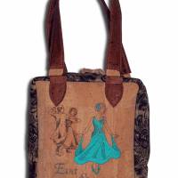 Bestickte naturfarbene Korktaschen Handtaschen Tasche mit Stickerei Tanzen Tanzschuhtaschen Geschenkidee für Damen Bild 1