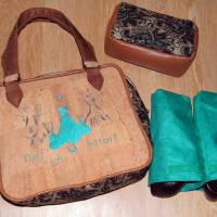 Bestickte naturfarbene Korktaschen Handtaschen Tasche mit Stickerei Tanzen Tanzschuhtaschen Geschenkidee für Damen Bild 2
