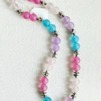 Halskette in Pink/Blau, Länge 50,5 cm Bild 1