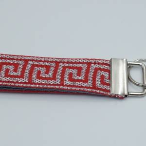 Schlüsselanhänger rot-silber Muster, Schlüsselband, Einweihungsgeschenk, Wohnung, Haus Bild 1