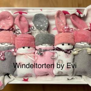 Windeltorte: Windelbabys für Mädchen, Babygeschenk für Babyshower Bild 3