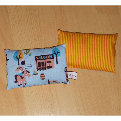 Traubenkernkissen / Wärmekissen Hellblau Cowboys / orange - gelb gestreift