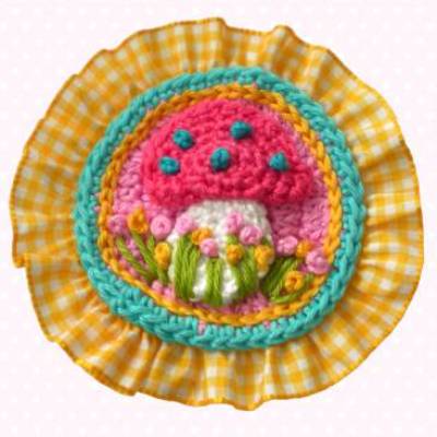 Fliegenpilz Button, Häkelbutton, Häkelapplikation, Aufnäher, Applikation, Glückspilz, Häkelbild