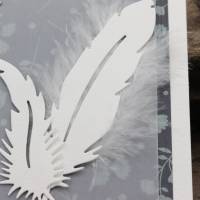 Trauerkarte, Beileidskarte mit Feder-Motiv, grau-weiß, Kondolenzkarte Bild 2