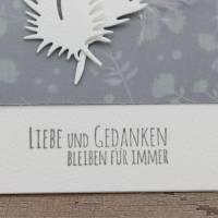 Trauerkarte, Beileidskarte mit Feder-Motiv, grau-weiß, Kondolenzkarte Bild 3