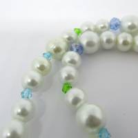 Lange Halskette mit Glasperlen und einer Herzmuschel in weiß, maritime Geschenkidee für Meerverliebte Bild 8