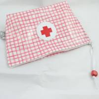 Erste-Hilfe-Mäppchen aus beschichteter Baumwolle,  rot weiß kariert Bild 3