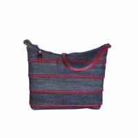 Jeans-Handtasche "Orlanda" mit roten Paspel-Streifen in einen handlichen Format Bild 2