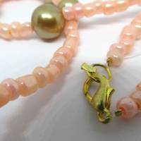 Treibholz Kette mit Blattgold und rosa Perlen Bild 4