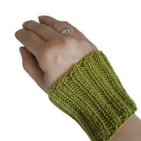 Pulswärmer 100 % Merino-Wolle handgestrickt oliv-grün oder Wunschfarbe - Damen - Einheitsgröße - Modell 3 Bild 1