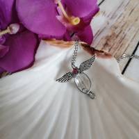 Mini Facetten Engel - Mini Perlen Draht Anhänger mit Flügen, Roter Facetten Perle und Kette Bild 1