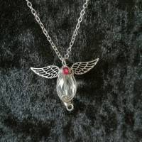 Mini Facetten Engel - Mini Perlen Draht Anhänger mit Flügen, Roter Facetten Perle und Kette Bild 5