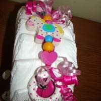 Windelschnecke mit Zubehör, Windeltorte für Mädchen, Geschenk zur Geburt Bild 8