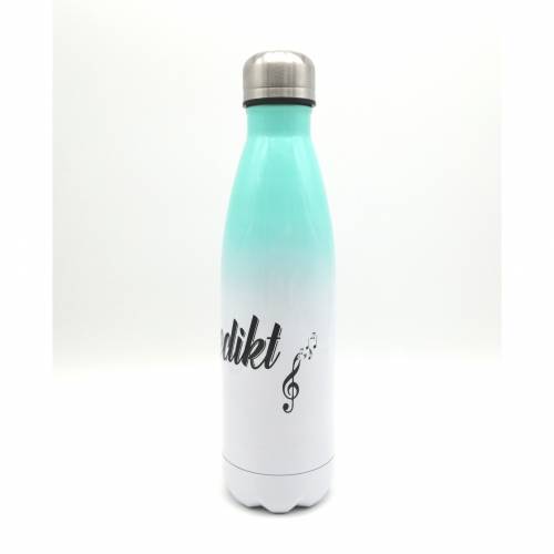 Thermosflasche mit Namen "Notenschlüssel" 500ml/ Edelstahl Trinkflasche für Kinder und Erwachsene/ Wasserflasche