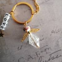 "Love" Perlen Engel in Weiß- Blau- Pink mit Gold als Schlüsselanhänger/ Schutzengel als Glücksbringer Bild 3