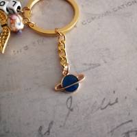 "Love" Perlen Engel in Weiß- Blau- Pink mit Gold als Schlüsselanhänger/ Schutzengel als Glücksbringer Bild 4