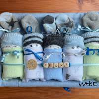 Windeltorte mit Name/ Windelbabys in der Box, personalisiertes Babygeschenk, Junge Bild 1