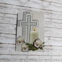 Trauerkarte, Beileidskarte, Kerzen , weiße Rosen Bild 3