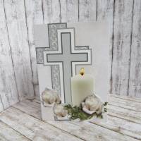 Trauerkarte, Beileidskarte, Kerzen , weiße Rosen Bild 5