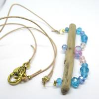 Treibholz Collier mit bunten Glasperlen, Geschenkidee für Frauen, die das Meer lieben Bild 10