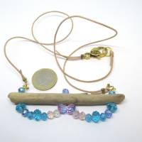 Treibholz Collier mit bunten Glasperlen, Geschenkidee für Frauen, die das Meer lieben Bild 3