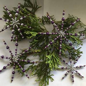 Weihnachtsdeko Set lila-silber aus 4 Sternen Bild 1