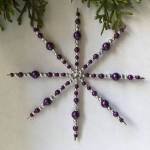 Weihnachtsdeko Set lila-silber aus 4 Sternen Bild 2