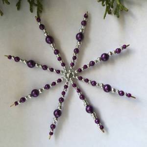 Weihnachtsdeko Set lila-silber aus 4 Sternen Bild 4